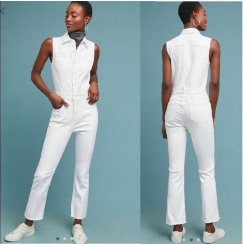 New! Pilcro by Anthropologie White Denim Jumpsuit.